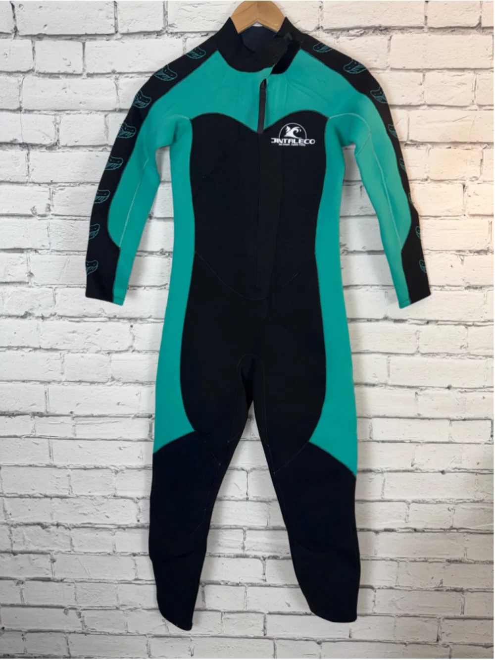 Women's Jintaleco Wetsuit One Piece Swimsuit Black Teal Neoprene Cold Water NWOT